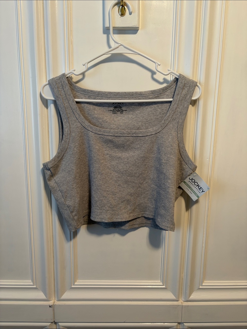 Jockey Light Gray Ribbed Crop Tank